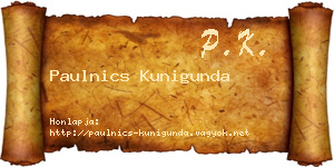 Paulnics Kunigunda névjegykártya